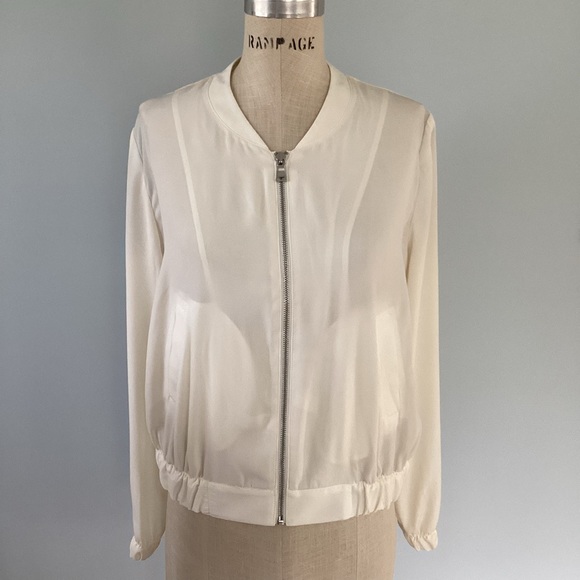 Express Jackets & Blazers - Express Ivory Cream Bomber Zip Up Jacket Size Small